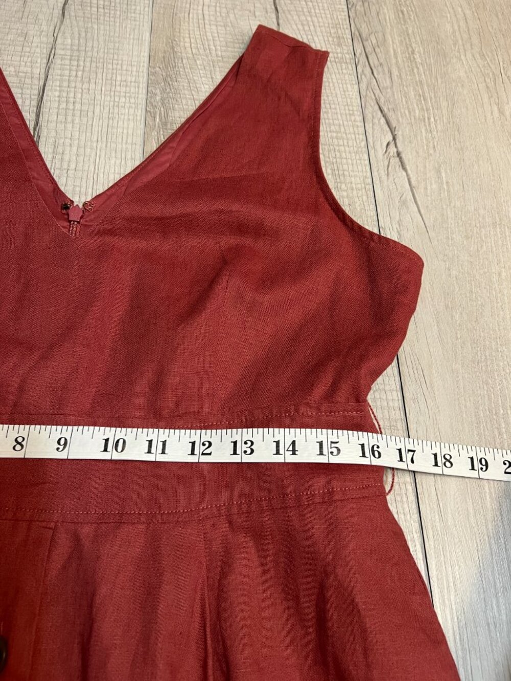 NWOT GAP Linen Blend Midi Dress Red Size 10 Sleeveless Button Belted Pockets - Picture 9 of 11